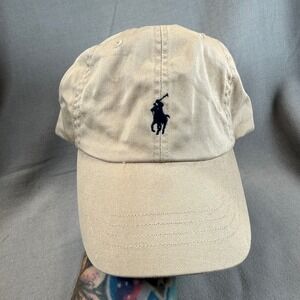 Polo Ralph Lauren Hat Unisex OS Tan Beige Cotton Dad Cap Adjustable Pony Logo